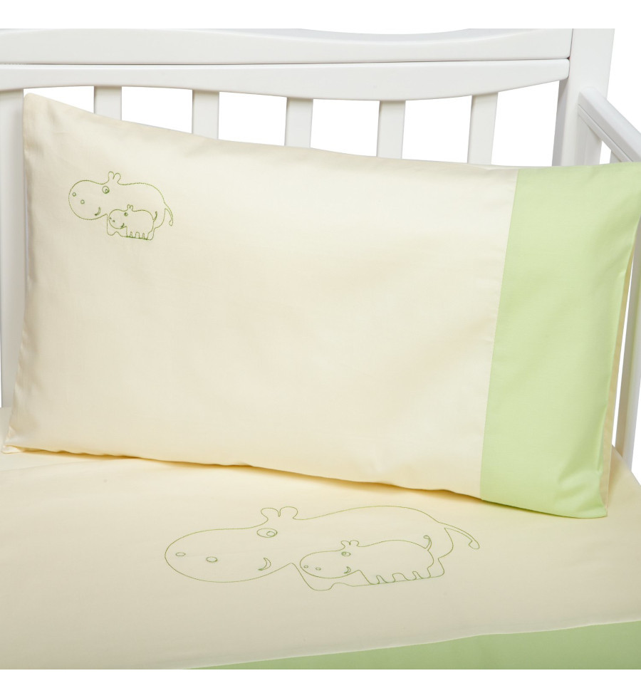 Pillowcase with embroidery Hippos